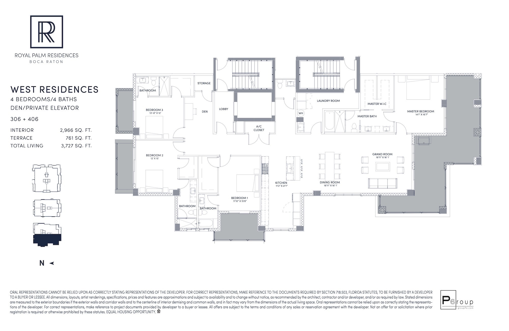 Floor Plan for Royal Palm Residences Floorplans, West Residences 306 + 406